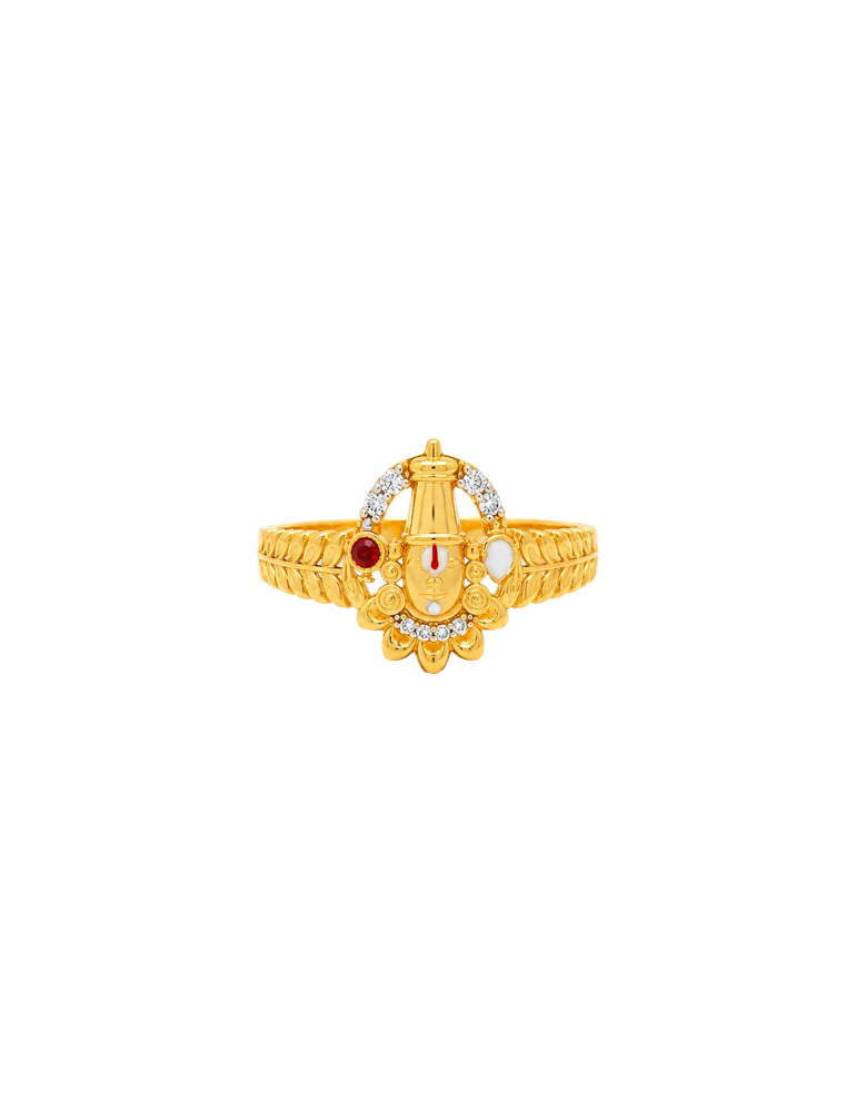 Lord Balaji Devotional Gold Ring - 22 Karat