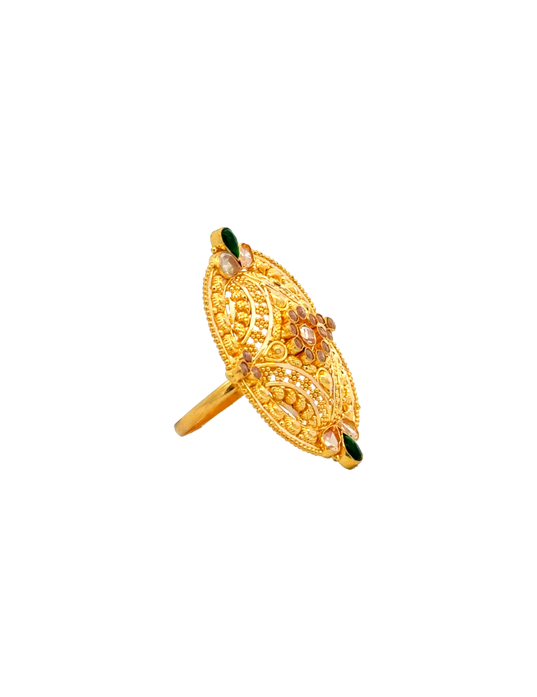 Rajwadi Jaal Polki Gold Ring 22 Karat