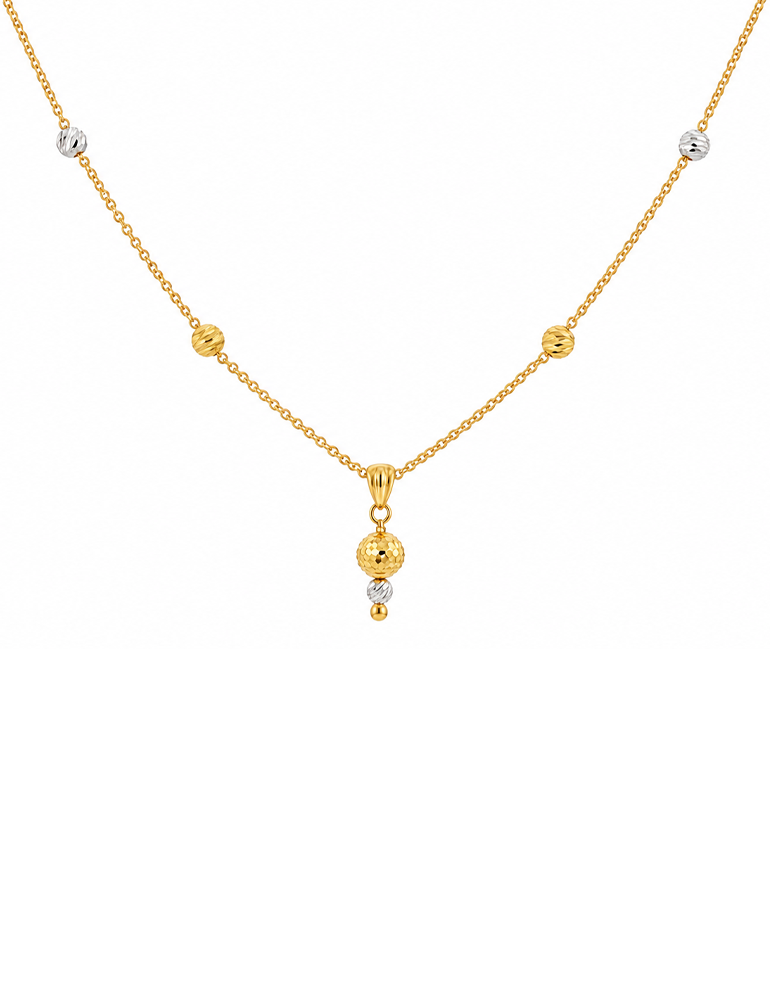Two-Tone Orb Drop Necklace - 22 Kt