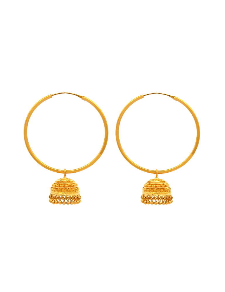 Classic Single Jhumka Drop Hoop - 22 Karat