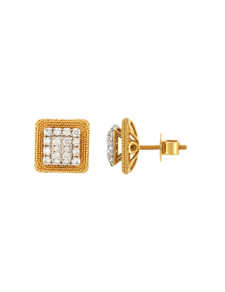Diamond Mosaic Square Studs - 18 Karat