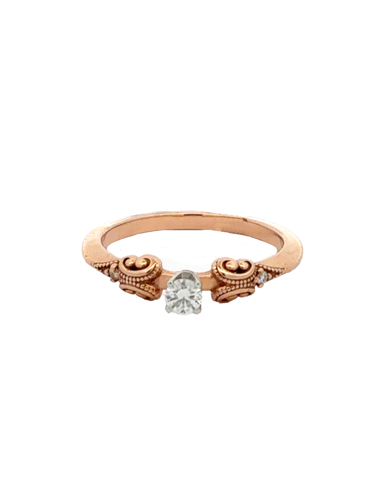 Diamond Rose Gold Ring - 14 Kt