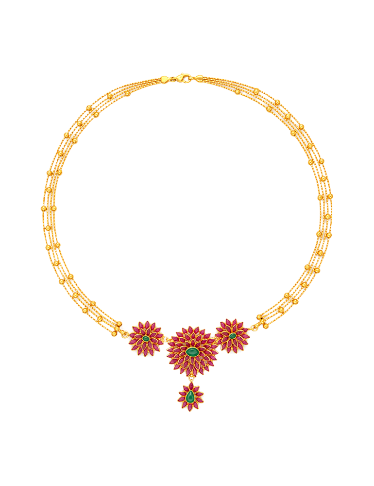 Maharani Manik Pushpa Necklace - 22 Karat