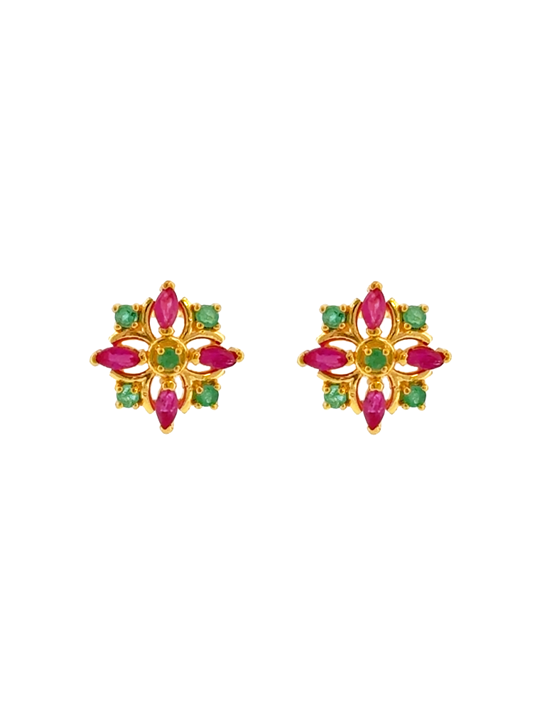 Gem Mosaic Bloom Earrings - 22 Karat