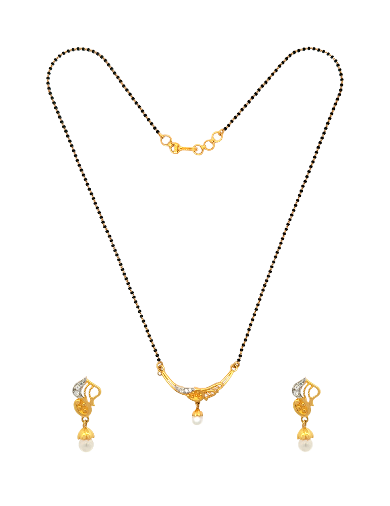 Pearl Grace Diamond Mangalsutra Set - 22 Karat