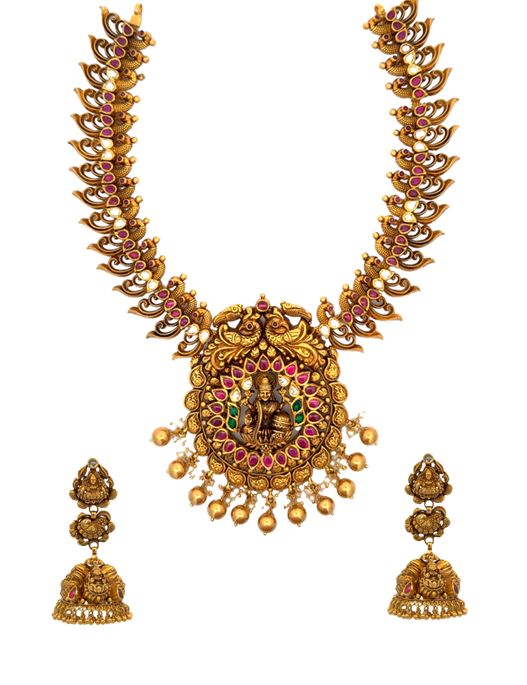 Gold Neckalce with Earrings - 22 Karat