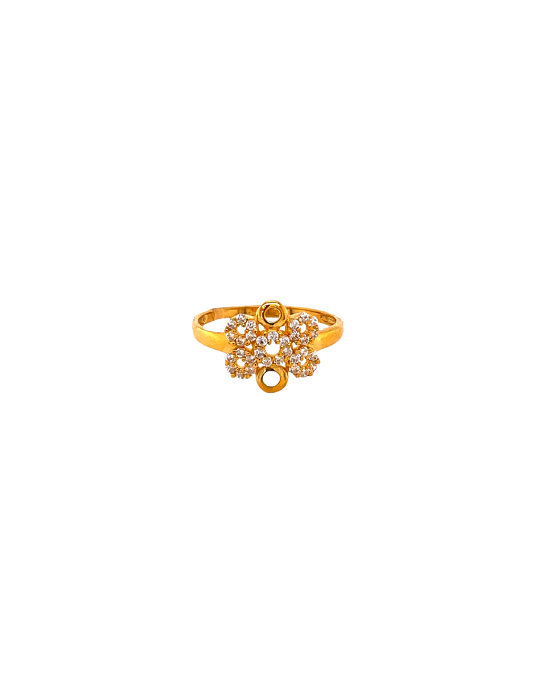 Gold Cz Circle Ring 22 Karat