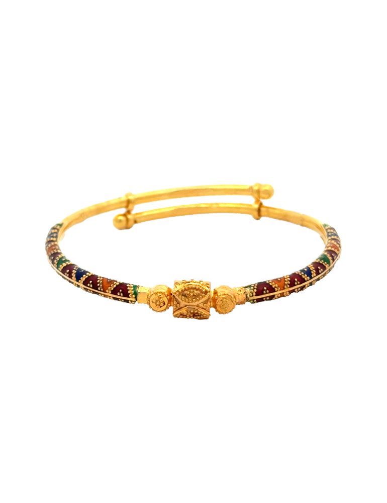 Gold baby Adjustable Enamel Bangles 22 Karat
