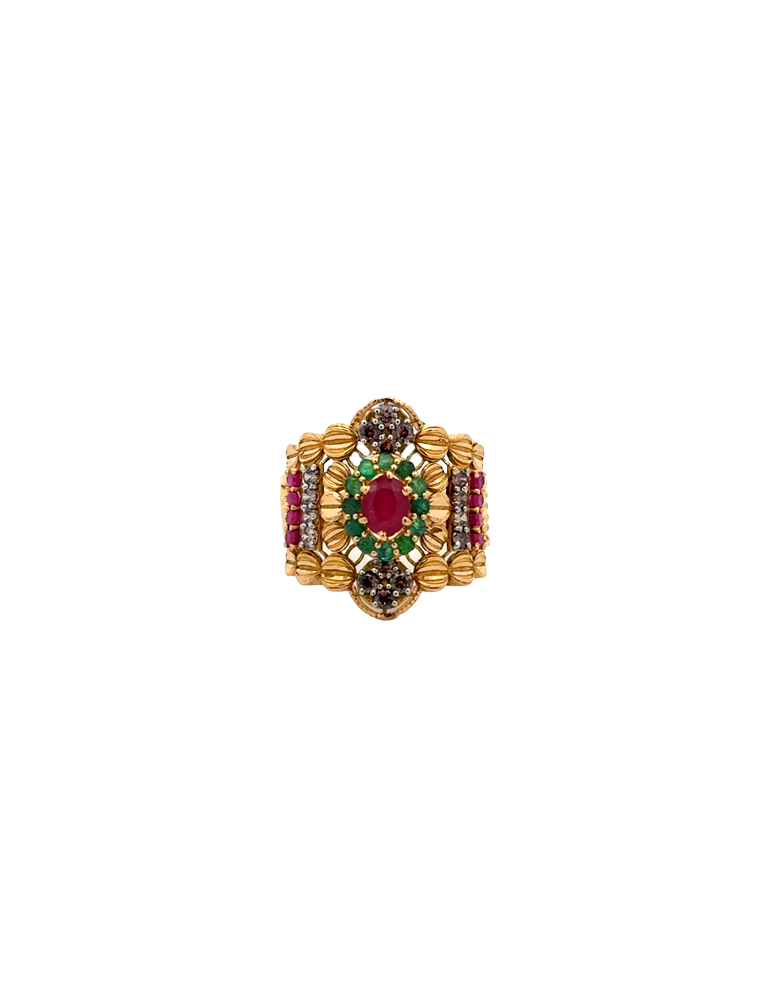 Vasundhara Gemstone Statement Ring - 22 Karat