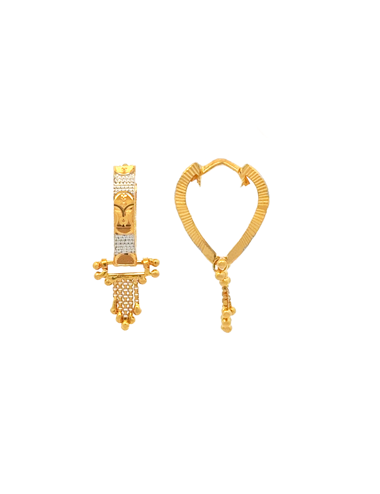 Dual Toned Gold Bali - 22 Karat