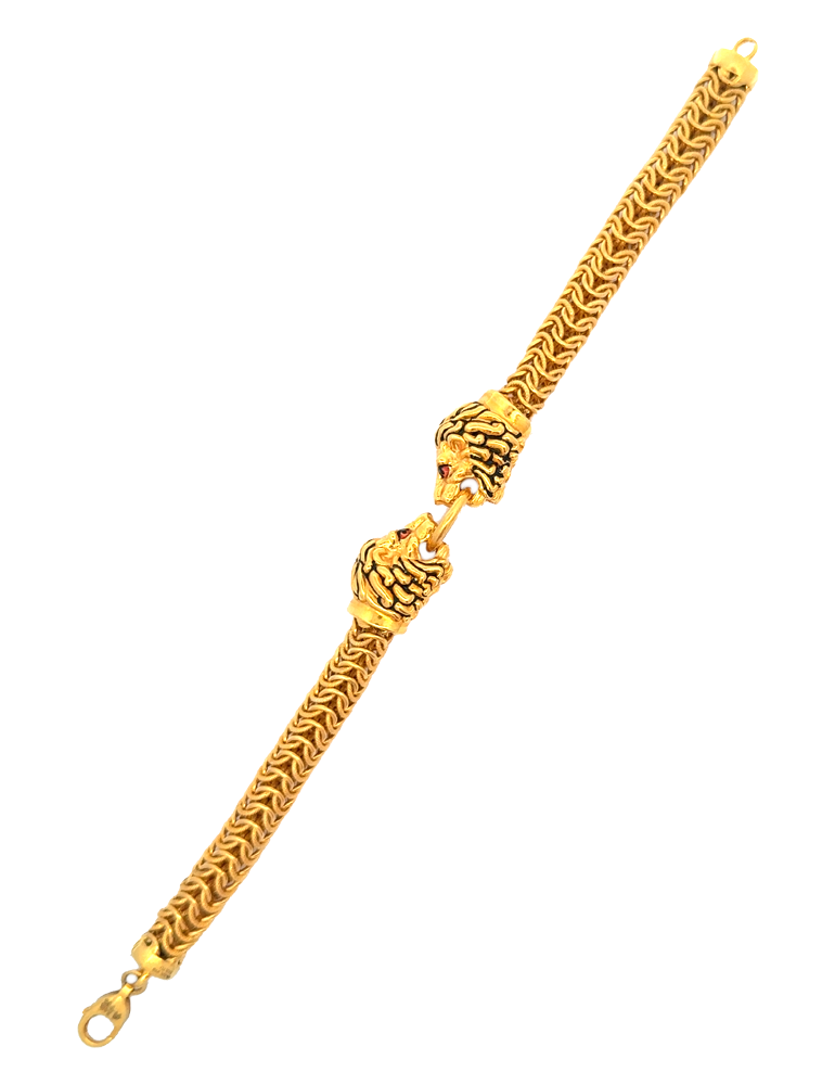 Twin Lion Men's Bracelet - 22 Karat