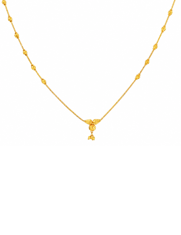 Delicate Floral Station Necklace - 22 Kt