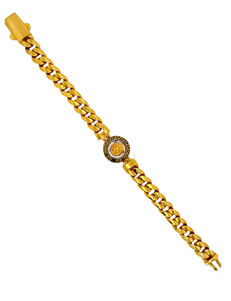 Gold Jesus Faced Men's Bracelet 22 Karat