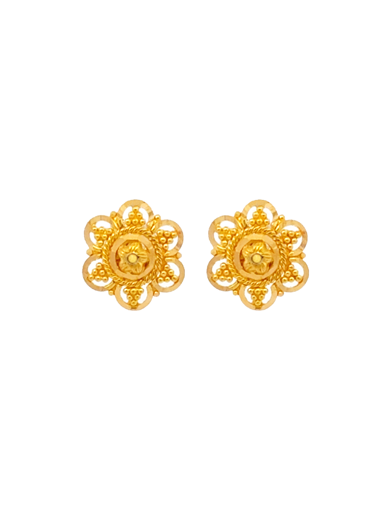 Petal Crown Gold Earring - 22 Karat