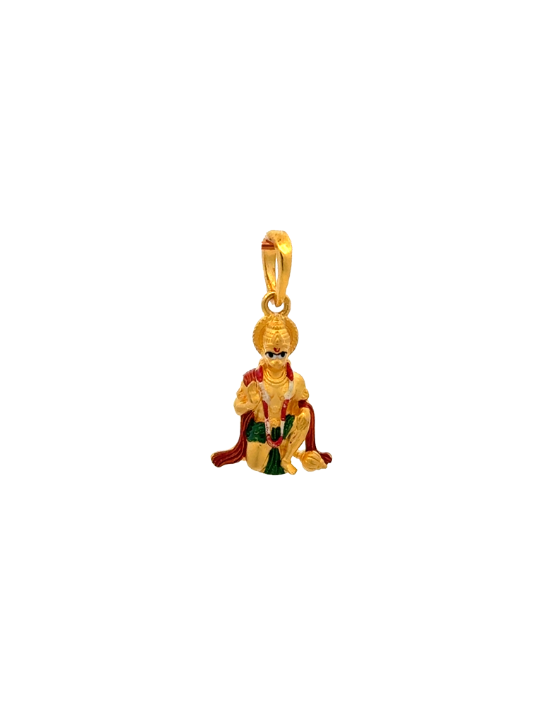Gold hanuman pendant - 22 Karat