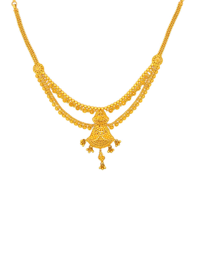 Sonaré Draped Gold Necklace With Earrings - 22 Karat