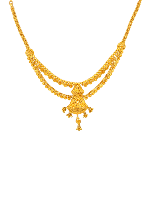 Sonaré Draped Gold Necklace With Earrings - 22 Karat