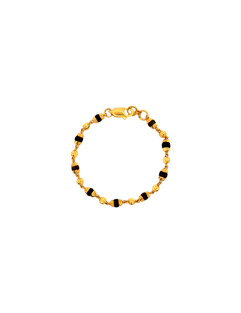 A Pair of Black-Beads Kid's Bracelet - 22 Kt
