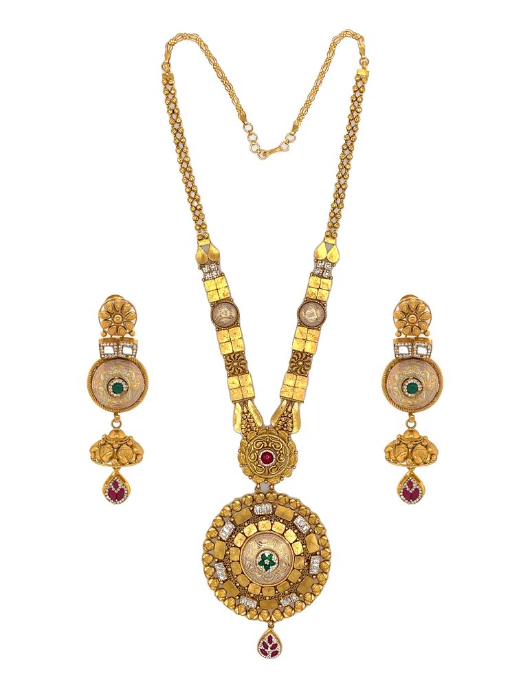 Gold Necklace Set with Earrings 22 Karat