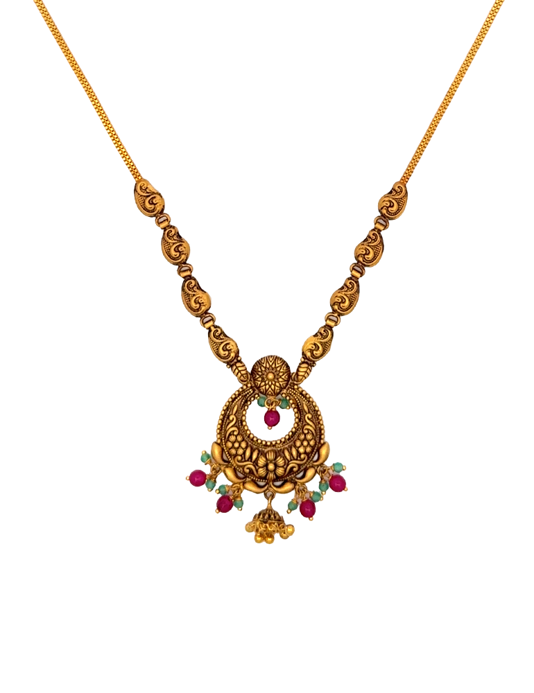 Paisley Grace Gold Pendant Necklace - 22 Kt