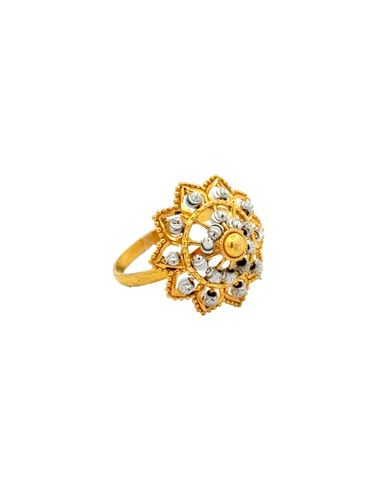 Rhodium Cut Flower Design – 22K Gold Elegance