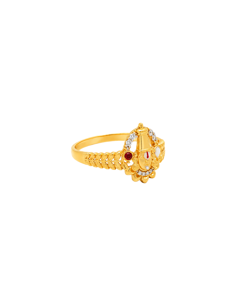 Lord Balaji Devotional Gold Ring - 22 Karat
