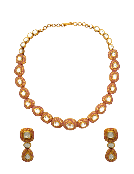 Gold Necklace Set With Earrings-22Karat