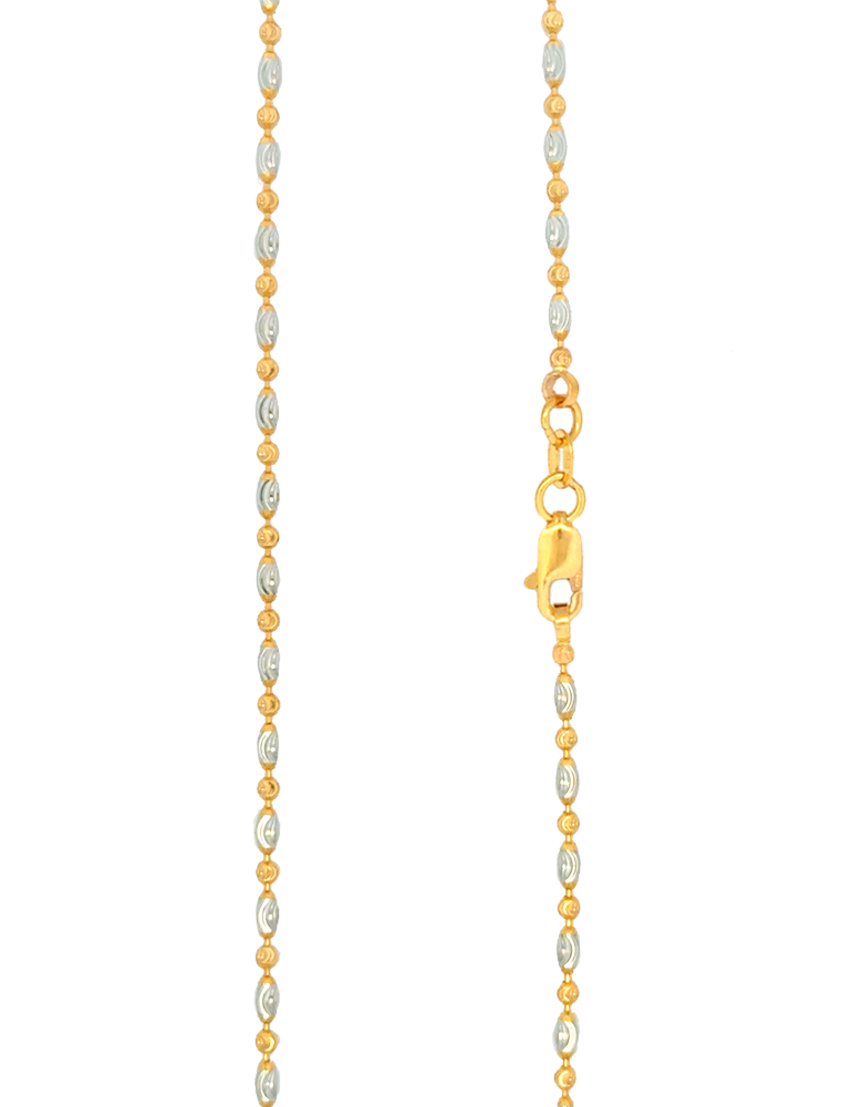 Dual Tone Oval Bead Gold Chain - 22 Karat