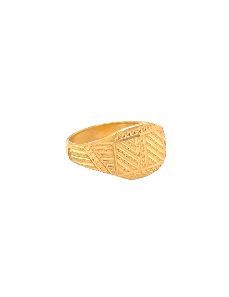 Cross Lining Style Gold Men's Ring 22 Karat