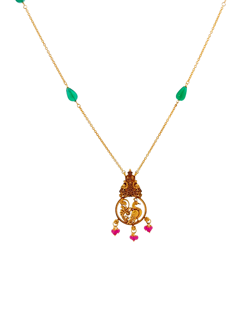Rajamayuri Gold Pendant Necklace - 22 Kt