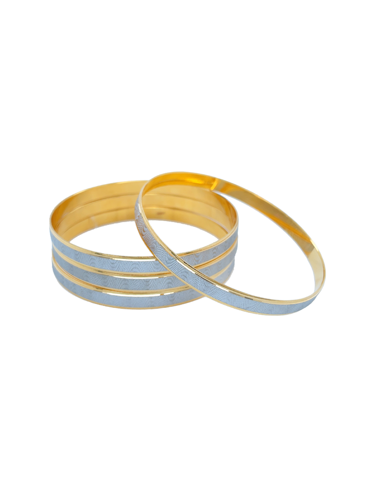 Sleek Two-tone Embossed Gold Bangles 22 Karat Set Of 4