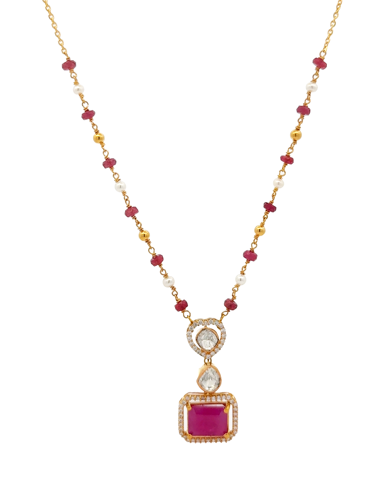 Ruby Luxe Pendant Necklace - 22 Kt