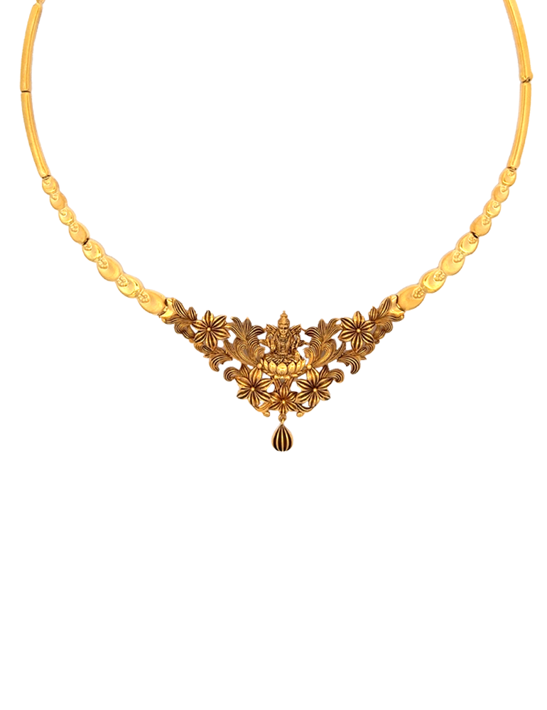 Lotus Lakshmi Heritage Necklace Set - 22 Kt