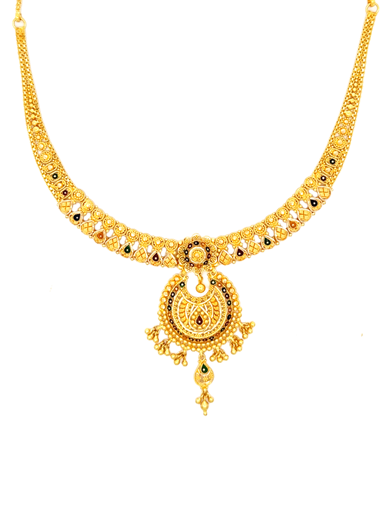 Chandralekha Gold Necklace with Earrings 22 Karat