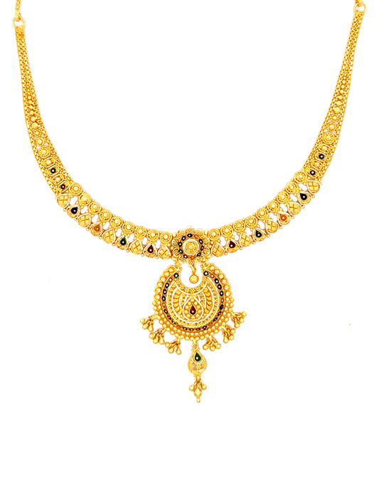 Chandralekha Gold Necklace with Earrings 22 Karat