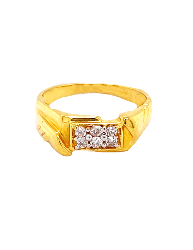 Yellow Gold Men's CZ Ring 22 Karat