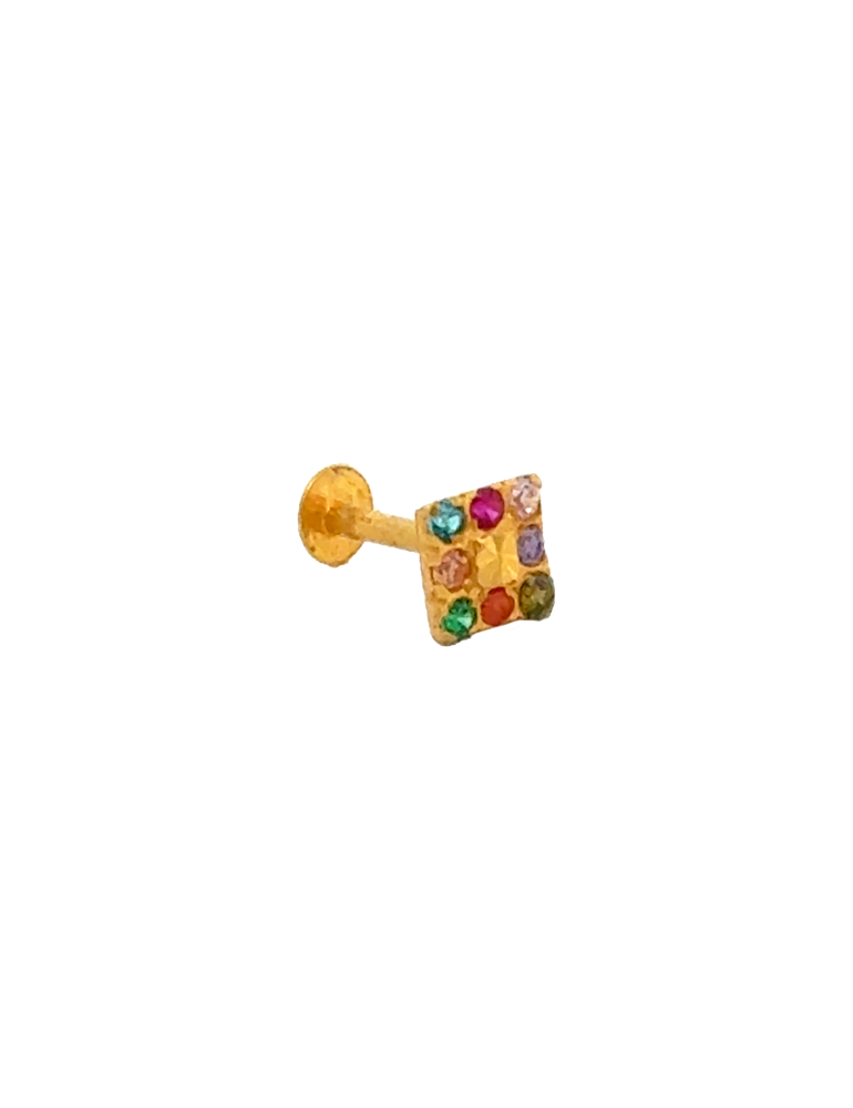 Navrathan Gold Nose Pin - 22 Karat