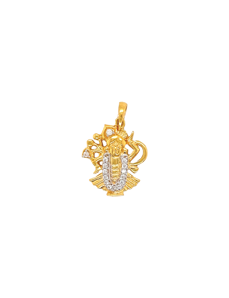 Gold Shrinath ji CZ Pendant 22 Karat