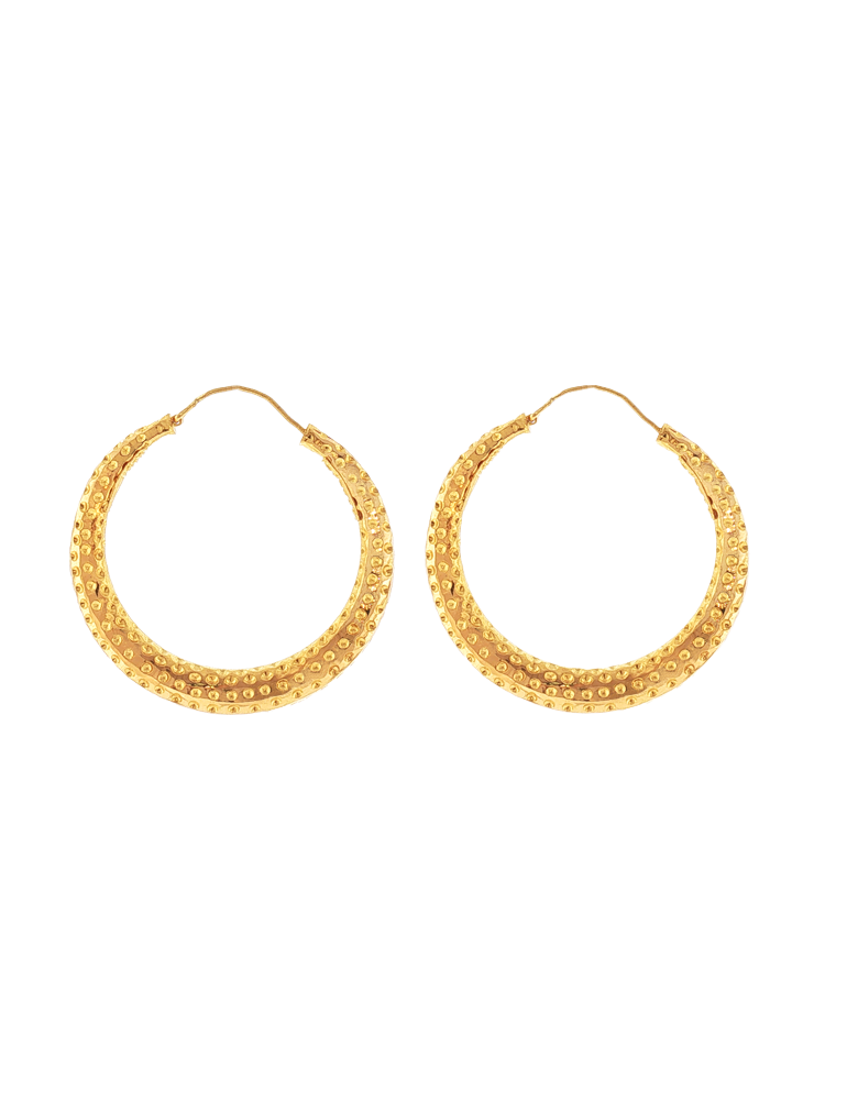 Tara Granulated Gold Hoops - 22 Karat