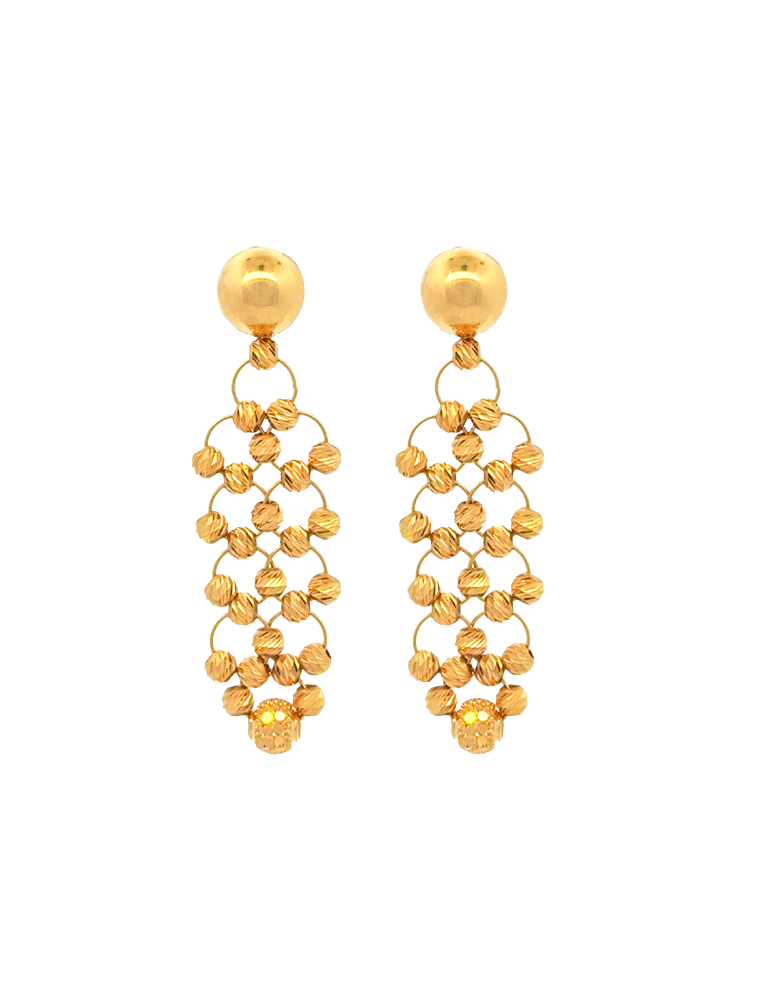 Zariya Beadfall Drape Gold Earrings - 22 Karat