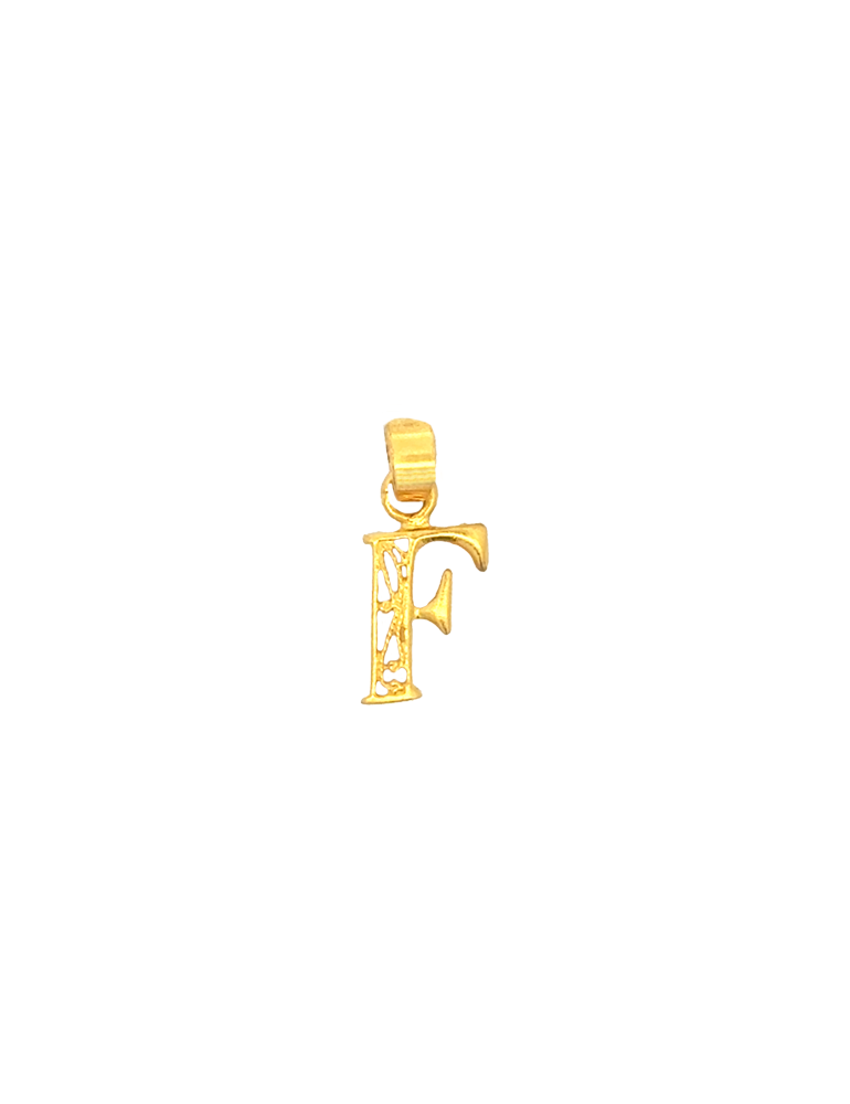 Initial 'F' Gold Pendant - 22 Karat