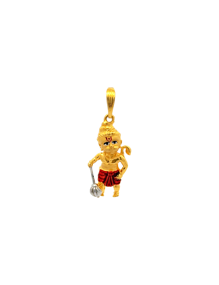 Gold Hanuman Pendant 22 Karat