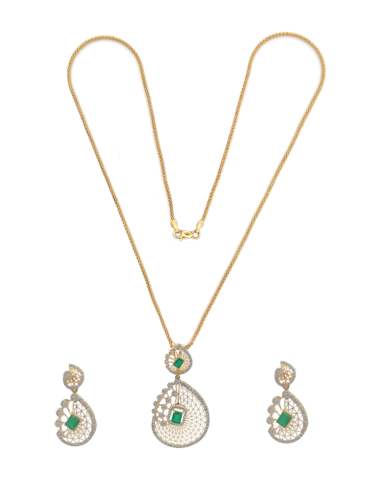 Diamond Necklace with Earrings -18 Karat