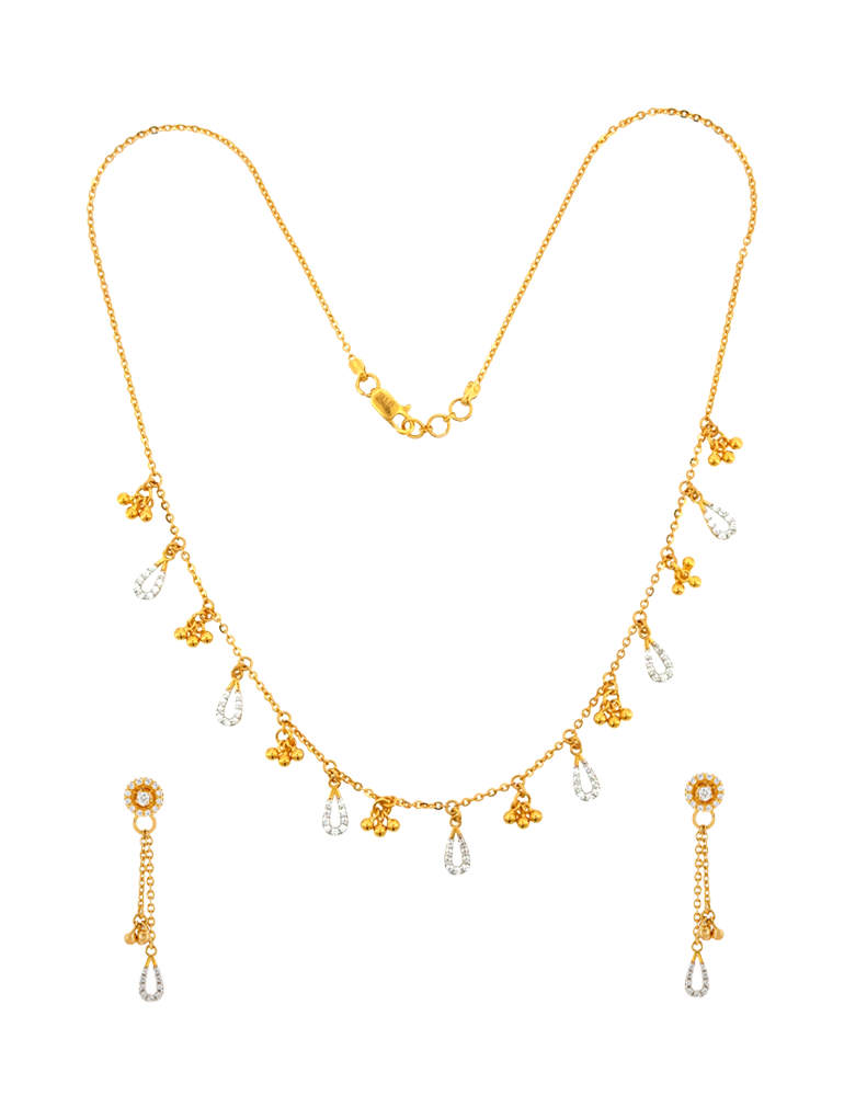 Moonlit Teardrop Necklace Set - 22 Karat