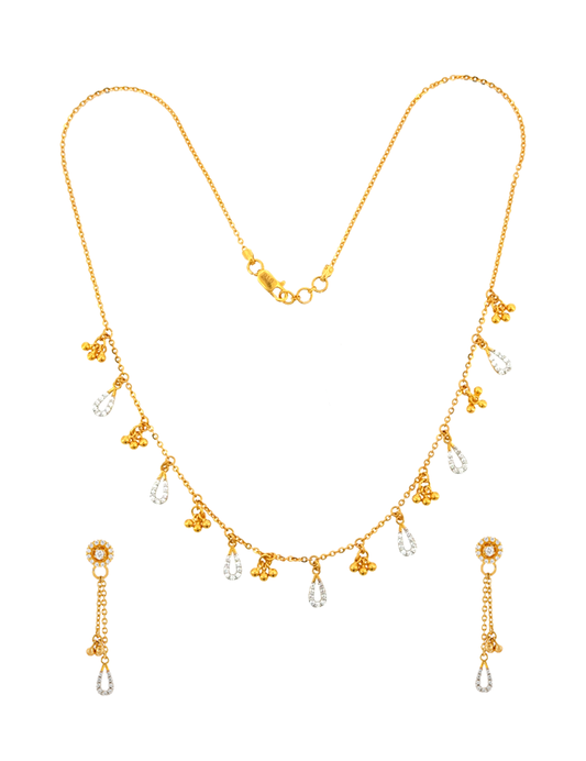 Moonlit Teardrop Necklace Set - 22 Karat