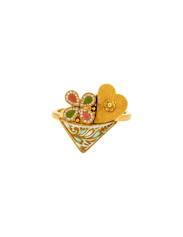 Petal Muse Gold Ring - 22 Karat