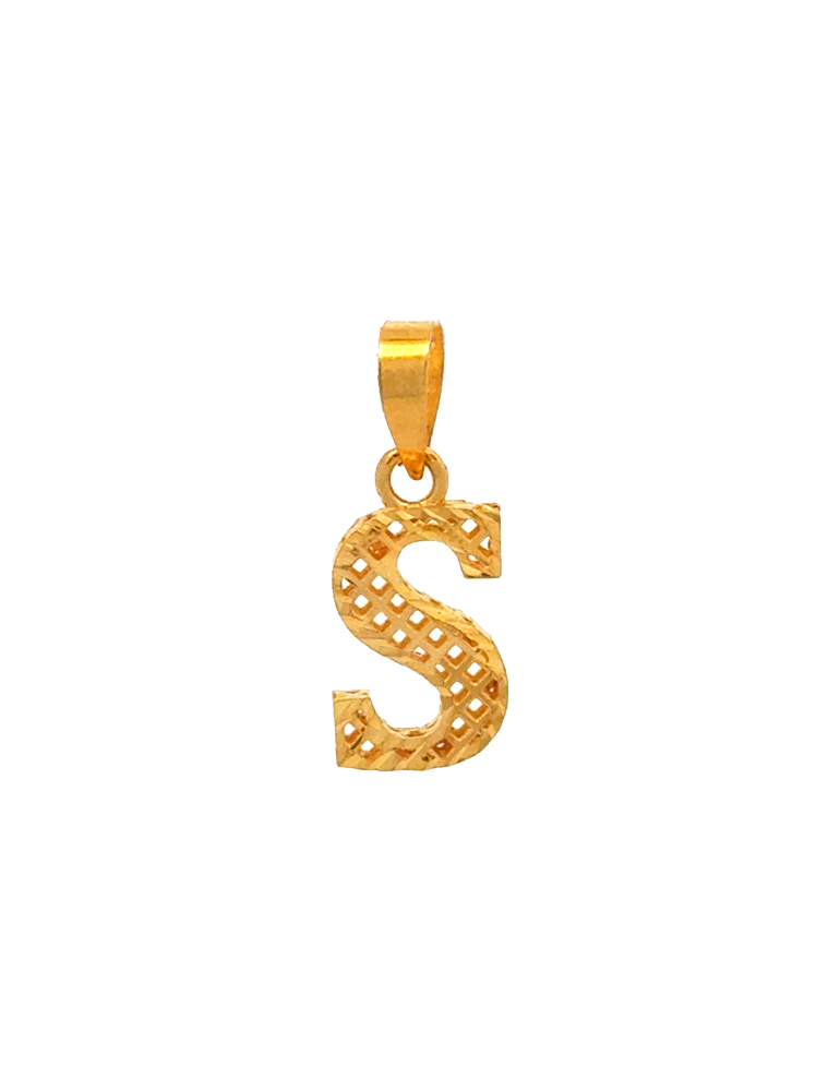 Gold Initial 'S' Pendant - 22K