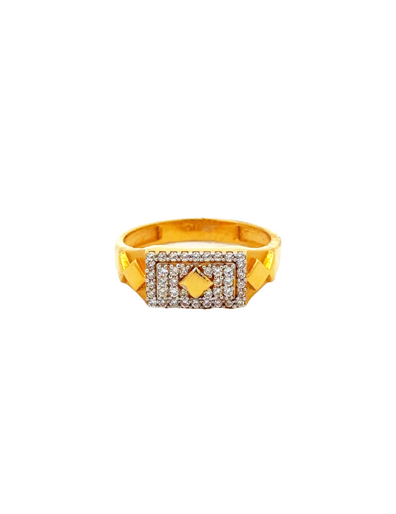 CZ Stones Gold Men's Ring 22 Karat