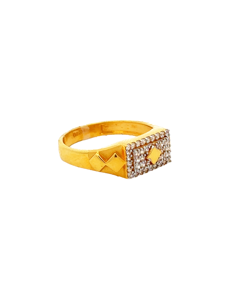 CZ Stones Gold Men's Ring 22 Karat
