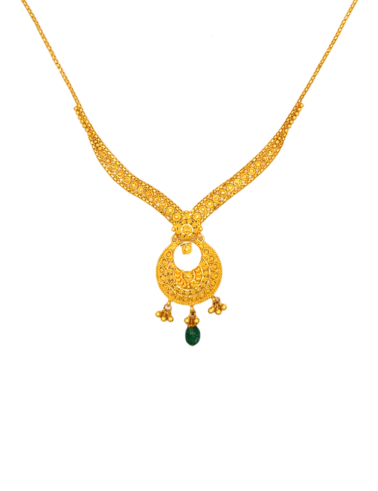 Ruhani Emerald Accent Set with Earrings - 22 Karat